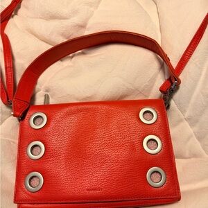HAMMITT Montana Small Red Leather Crossbody Bag with Grommet Accents